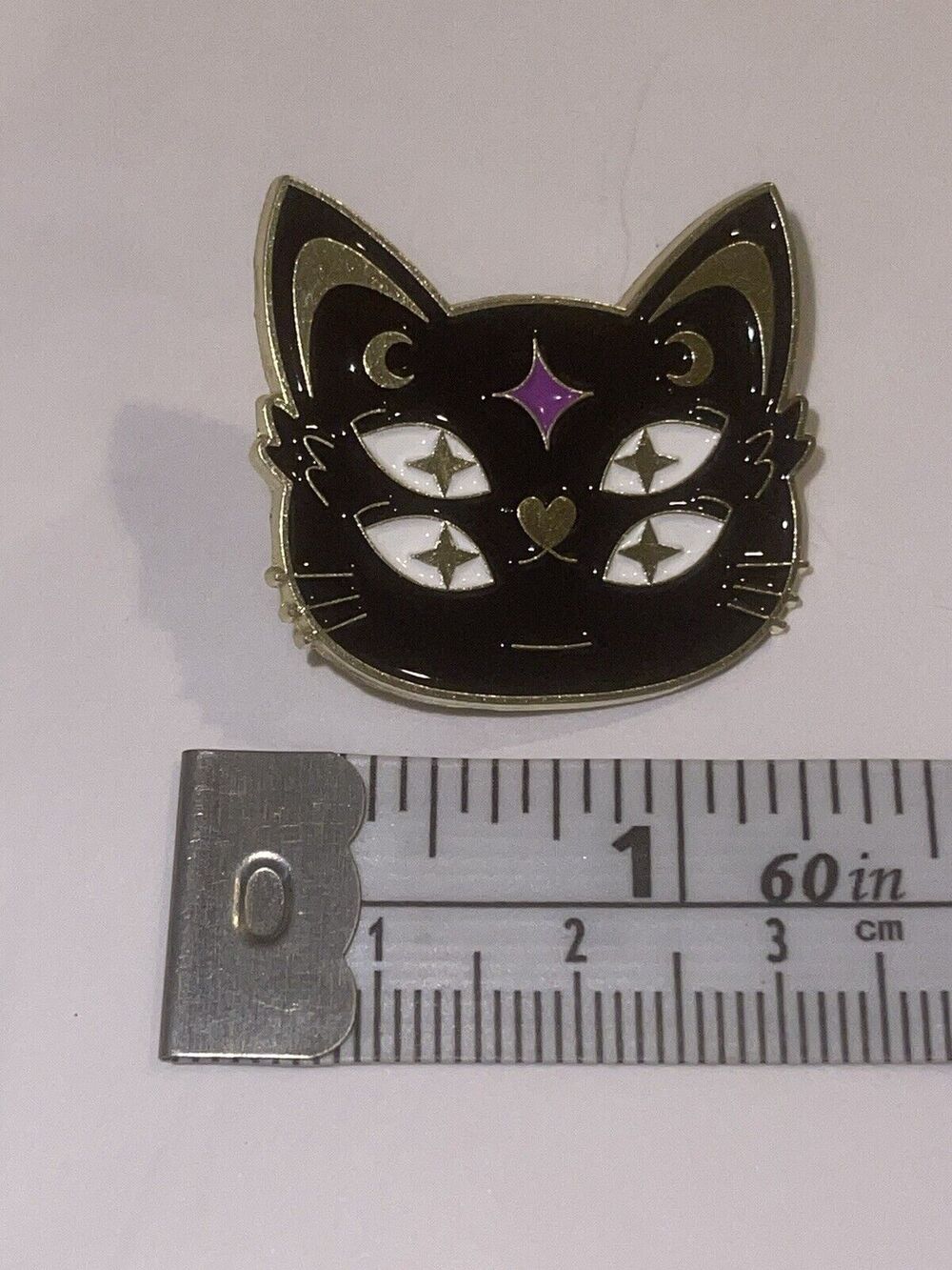 Mystic Black Witch Moon Halloween Cat Pin Brooch